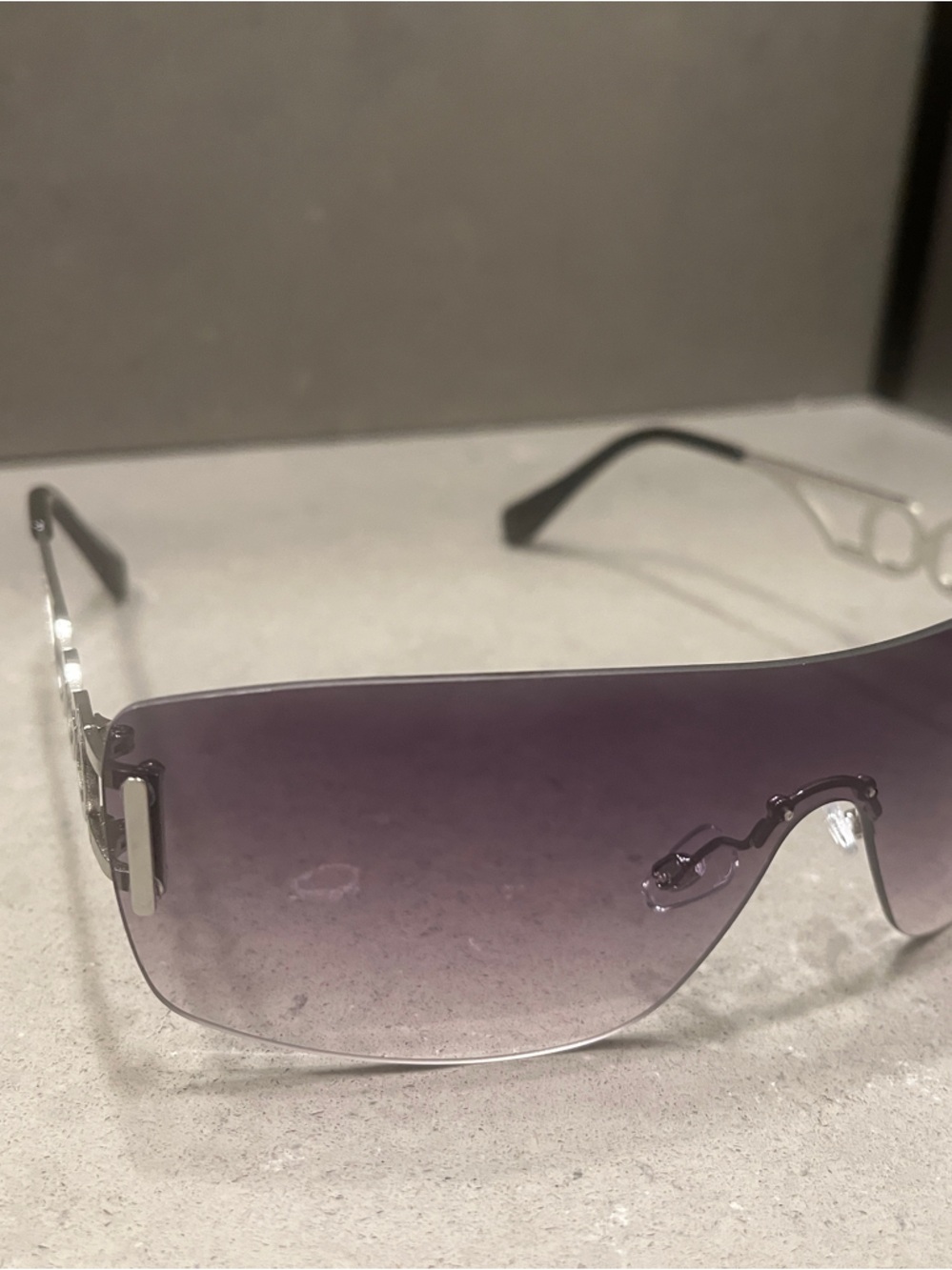 Purple Rimless Shield Sunglasses - Women Accessories - Picture 4 of 4